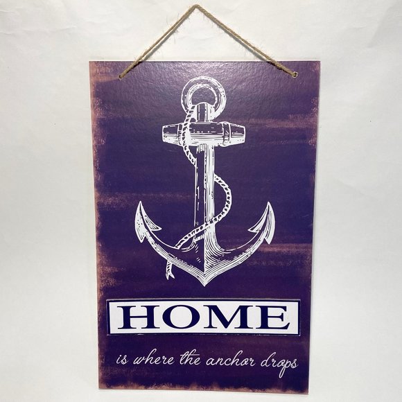 Wall Decor Wooden Sign HOME IS WHERE THE ANCHOR DROPS 13*9" - Picture 1 of 10